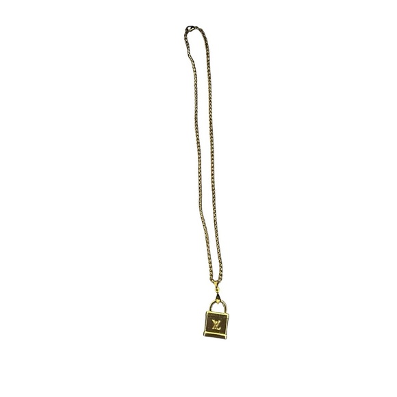 Upcycled LV Louis Vuitton Lock w/ 18k Gold Plated Chain Necklace - Picture 7 of 7